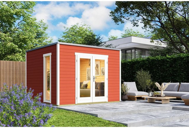 Lasita Gartenhaus Palermo aus Holz mit Flachdach in Rot, B/T/H: 300 x 223,3 x 302 cm - Bild 1
