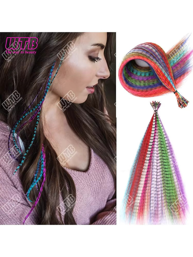 WTB Haar-Feder-Extensions, synthetisch, Zebra, 40,6 cm - Bild 7