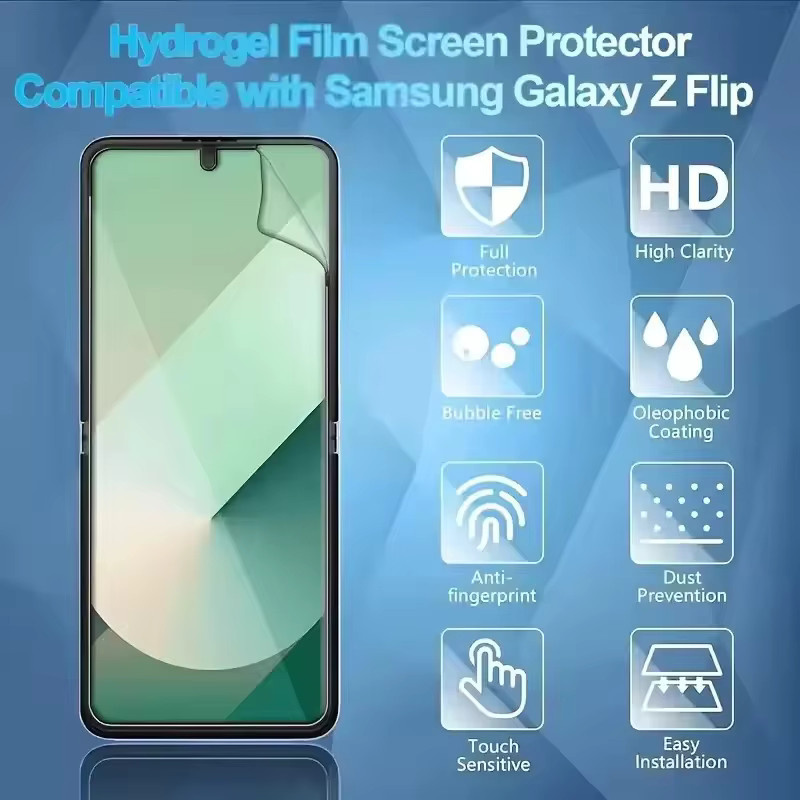 3 Stück Full Cover Hydrogel Displayschutzfolie für Samsung Galaxy Z Flip 6 5G, 4 5G und 3 5G, transparent - Bild 2
