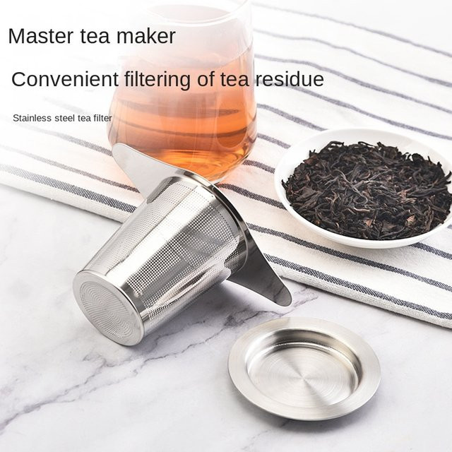 Edelstahl Teefilter mit Doppelgriff in Silber/Grau, runde Teesieb-Form - Bild 1