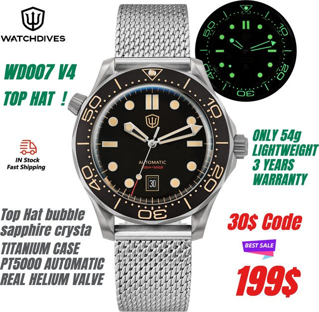 Watchdives Taucheruhr, Titan, Automatik, 42 mm, Saphirglas, Unisex - Bild 1