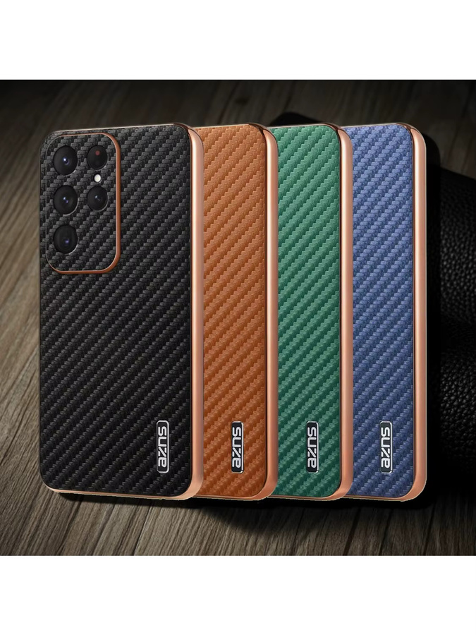 Lederhülle im Kohlefaser-Muster für Samsung Galaxy S26 S25 S24 S23 S22 S21 FE Plus und A-Serie in Schwarz und Blau - Bild 3