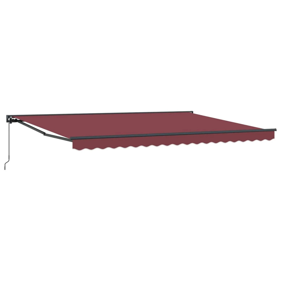 vidaXL Manuell Einziehbare Markise Bordeauxrot mit Semi-Cassette aus Polyester und Stahl, Breite: 4 m, Tiefe: 3,5 m - Bild 2
