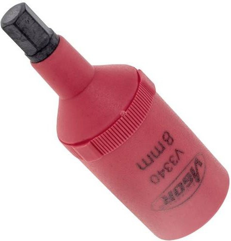 VIGOR VDE-Schraubendreher-Einsatz V3340 mit Innensechskant-Profil und 12,5 mm 1/2 Zoll Innenvierkant Antrieb, Farbe: Rot, Gesamtlänge: 78 mm - Bild 1