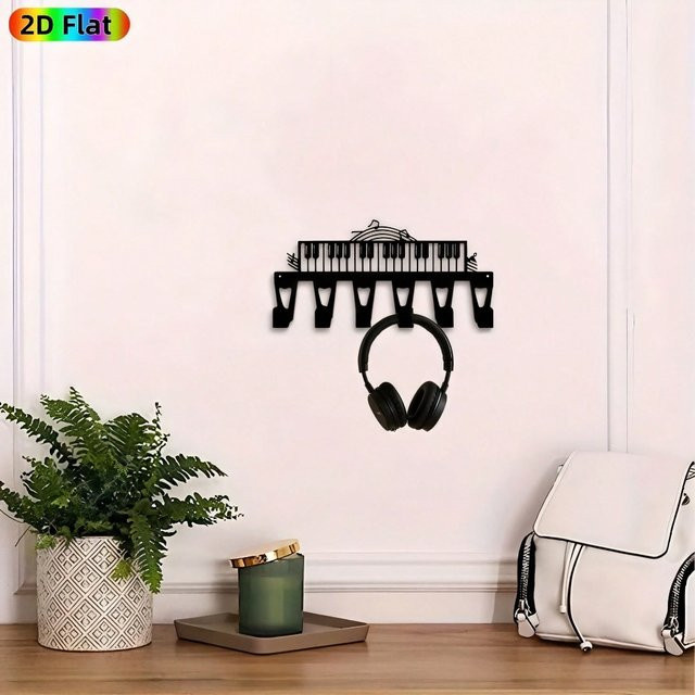 CIFBUY Vintage Wandhaken aus Eisen in Schwarz mit Musiknoten-Design und 6 schlüsselförmigen Haken - Bild 1