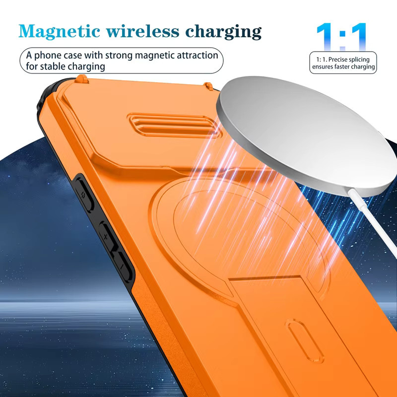 FaLi Qisubao Robuste Schutzhülle mit magnetischem Ständer für Google Pixel 10, 9 und 9 Pro, kompatibel mit MagSafe Wireless Charging, Orange oder Purple - Bild 4