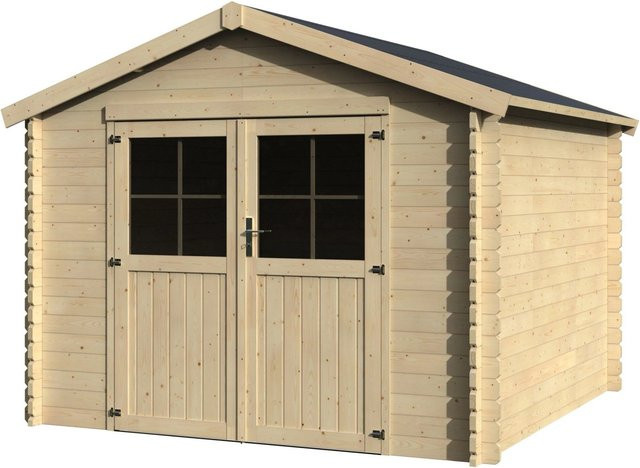 Decor et Jardin Holz-Gartenhaus Valodeal in Blockbohlenbauweise mit Satteldach, Farbe Natur/Beige, B/T/H: 245 x 317 x 303 cm - Bild 1