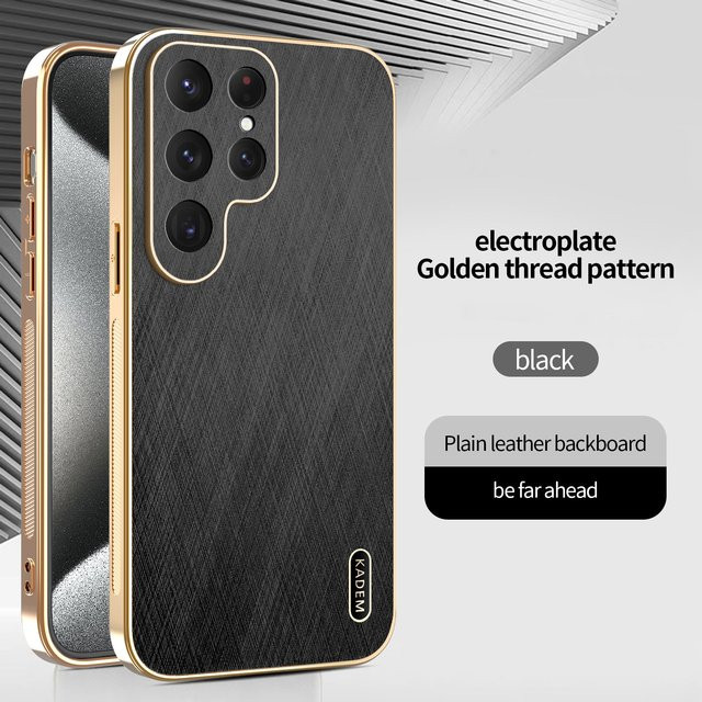 Luxus Stoßfeste Handyhülle für Samsung Galaxy S25 Ultra S24 FE S26 S23 S22 S21 Plus aus PU Leder und Kunststoff in Gold - Bild 1