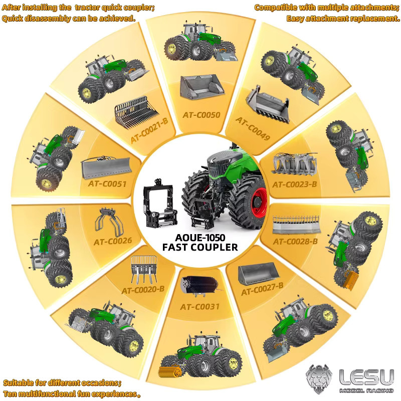 LESU Aoue-1050 Traktor, Vollmetall-Hydrauliktraktor, 1:14, Grün - Bild 4