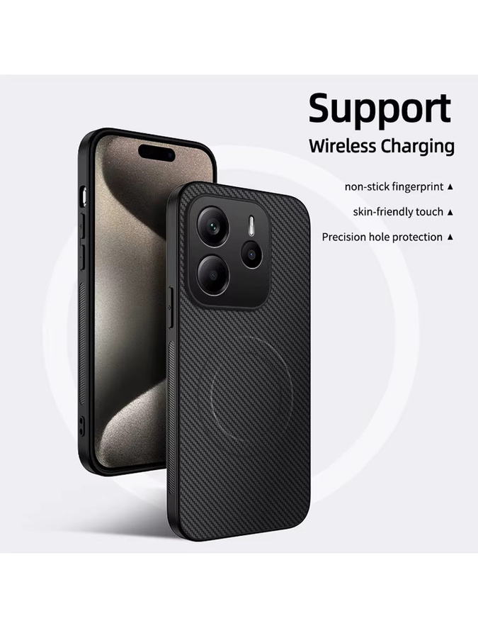 Magnetische Business Schutzhülle aus Carbon Faser Textur und PU-Leder für Xiaomi Redmi Note 13, Note 14 Pro +, Note 13C und Redmi A3 in Schwarz - Bild 7