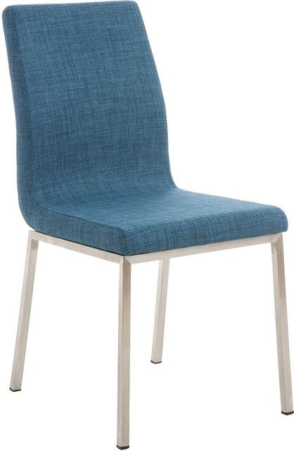 TPFLiving Esszimmerstuhl Colle in Blau mit Stoffbezug und gebürstetem Edelstahlgestell - Bild 1
