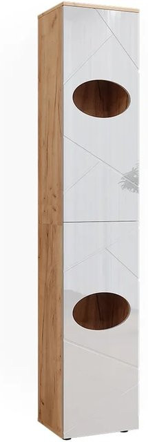 Vicco Wäscheschrank Irma Goldkraft Eiche Weiß Hochglanz B/T/H: 37,2 x 32,0 x 192,0 cm - Bild 1