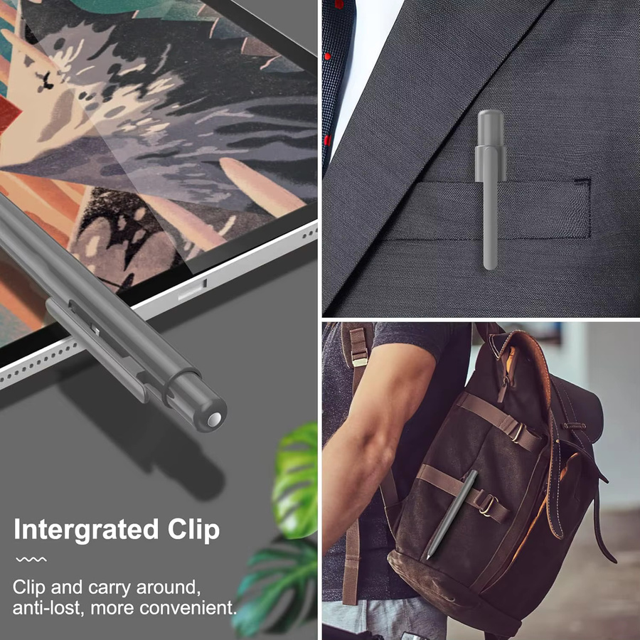 MoKo Holder Case für Apple Pencil 2. Generation, schützende Hülle mit einziehbarem Cover und stabilem Clip in Grau - Bild 6