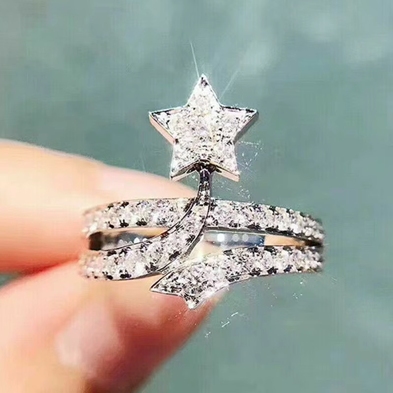 Huitan Damenring Stern, Silber, Zirkonia - Bild 2
