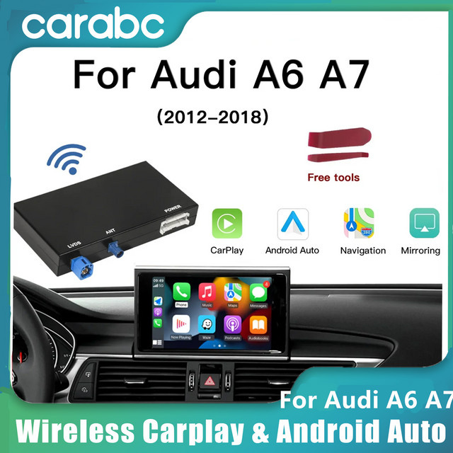 CARABC Drahtloses CarPlay und Android Automodul für Audi A6 A7 2012–2018 mit Bluetooth-Audio und OEM-Rückfahrkamera Unterstützung in Schwarz - Bild 1