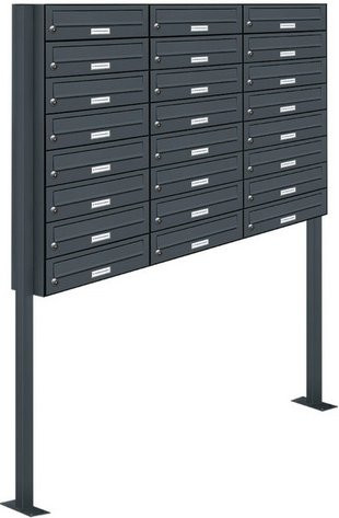 AL Briefkastensystem für 24 Parteien, freistehend, grau, B/H/T: 122,9 x 170 x 27,5 cm - Bild 1