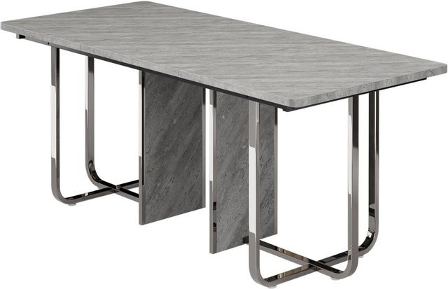 okwish Moderner Esstisch für 6 Personen in Grau/Silber, B/T/H: 180 x 80 x 75 cm - Bild 1