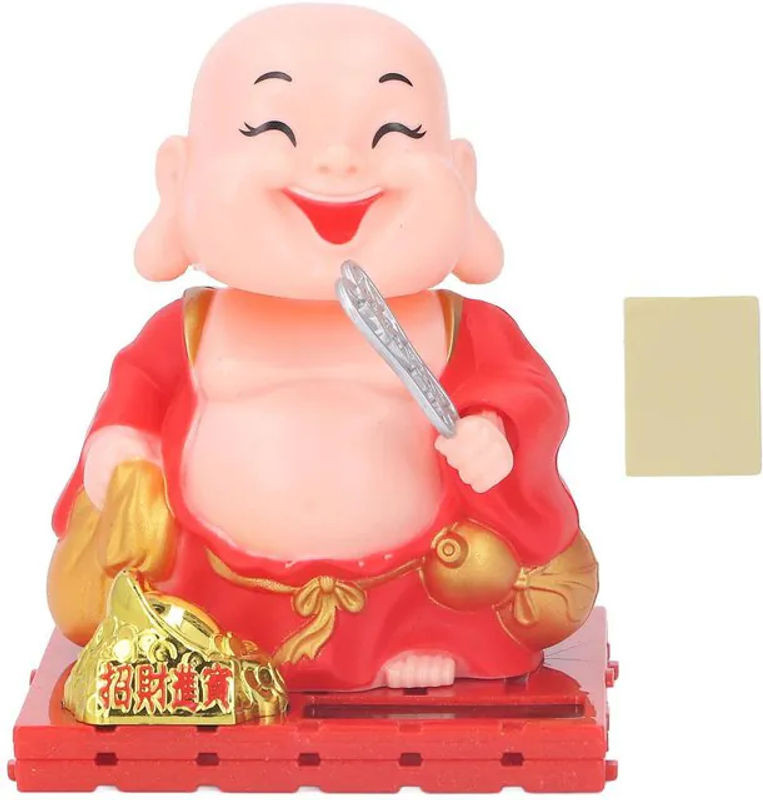 OutsideWorld Buddha Statue mit Solarenergie als orientalische Dekoration für Zuhause und Auto in Rot - Bild 1