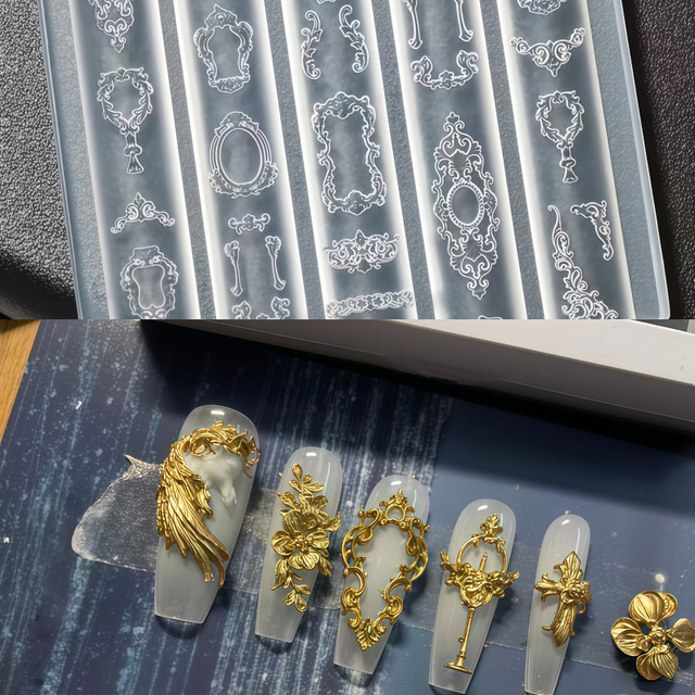 Nagelkunst-Formenset, Vintage-Barock-Stil, Muschelschnitzerei, 3D-Relief - Bild 1