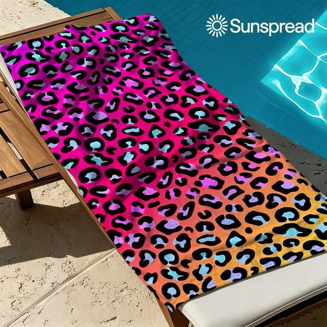 JMG Household Supplies Schnelltrocknendes Badetuch aus Mikrofaser mit Neon Leopard Muster, Farbe: Multicolour, B x H: 50 x 100 cm - Bild 1