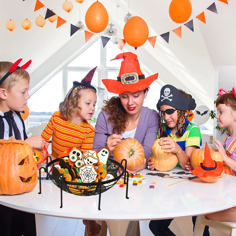 ZQNYCY Halloween Spinne Snackplatte in Orange für Süßigkeiten und Obst als Partydekoration - Bild 4