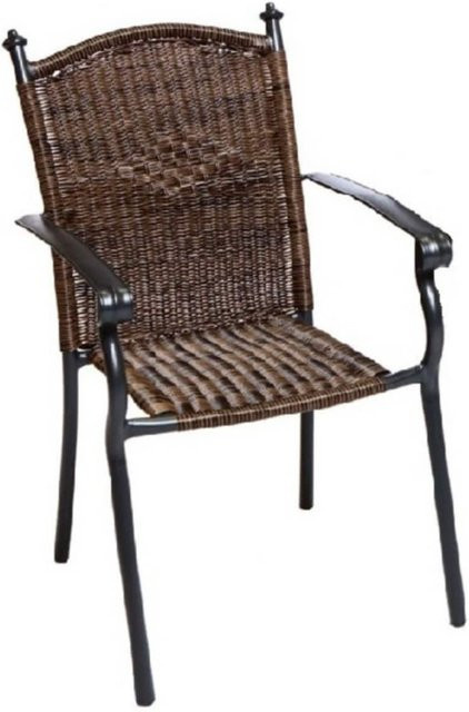 Merxx Stapelsessel Roma 2er-Set aus Aluminium mit Kunststoffgeflecht in Rattan-Optik in Anthrazit oder Braun - Bild 1