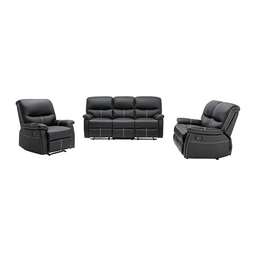 Vente-unique Couchgarnitur Canby mit 3er-Sitzgruppe und Relaxsessel aus Kunstleder, Schwarz, B/T/H: 183 x 133 x 79 cm - Bild 2