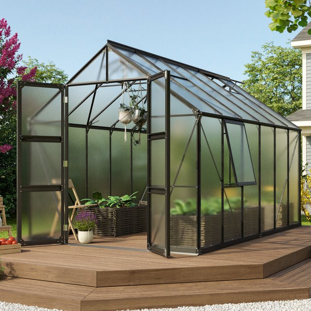 Vitavia Gewächshaus Olymp 9900 Schwarz mit Polycarbonat-Platten und Fundamentrahmen, 9,9 m² - Bild 1