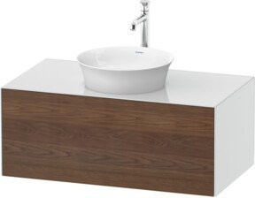 Duravit Waschtischunterschrank ohne Aufsatz White Tulip in Nussbaum massiv und Weiß hochglänzend, B/T/H: 100 x 55 x 40,8 cm - Bild 1