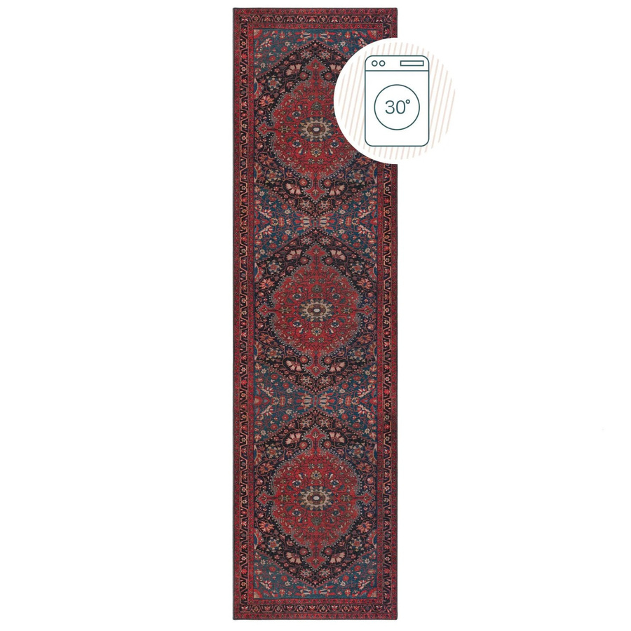 Flair Rugs Vintageteppich Medallion in Rot, Waschbar, B: 60 cm, L: 230 cm - Bild 2
