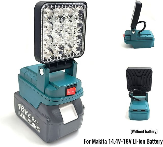 Makita LED Arbeitsleuchte Schwarz für 14,4V-18V Li-Ionen-Akkus als Outdoor-Campinglampe und Notbeleuchtung - Bild 1