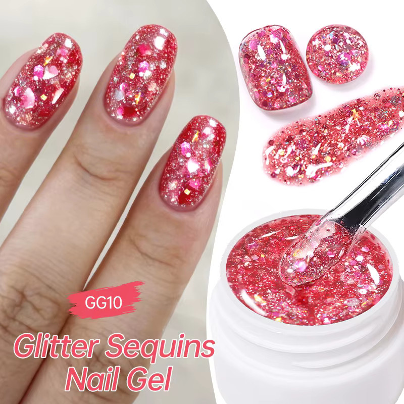 LILYCUTE Glitzer-Pailletten-Gel-Nagellack, 7 ml, bunt, glänzend - Bild 2