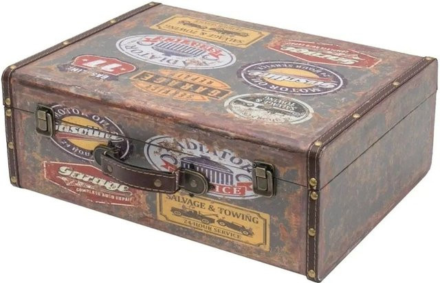 HMF Vintage Holzkiste Koffer Truhe in Braun B/T/H: 44 x 32 x 16 cm - Bild 1