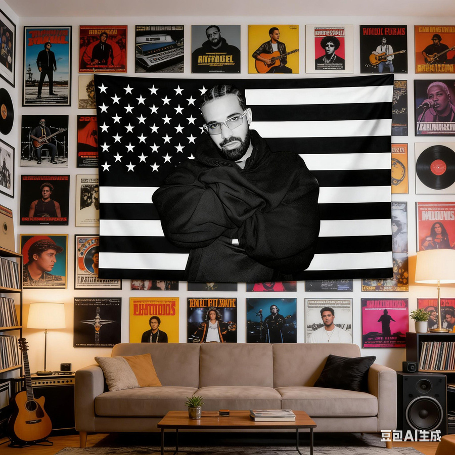 Drake Hip Hop Fan Wandteppich von JMG Household Supplies, Schwarz-Weiß, Polyester, B x H: 40 x 60 cm - Bild 6