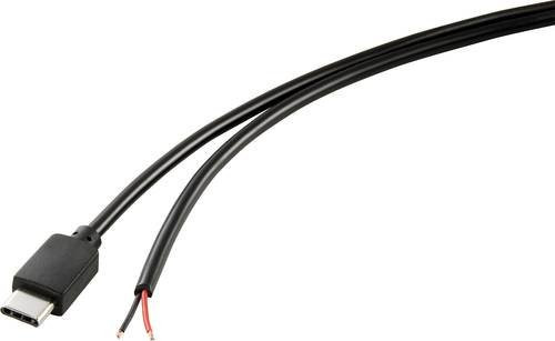 TRU COMPONENTS Strom-Kabel für Raspberry Pi mit USB-C Stecker und offenen Kabelenden, Schwarz, 1,00 m - Bild 1