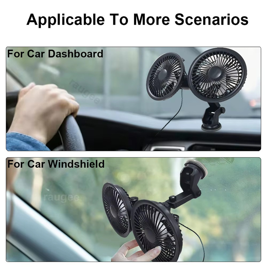 Bcomfy Mini Auto-Ventilator mit Doppelkopf, 3 einstellbare Geschwindigkeiten, 360 Grad drehbar und USB-Anschluss, Schwarz - Bild 3