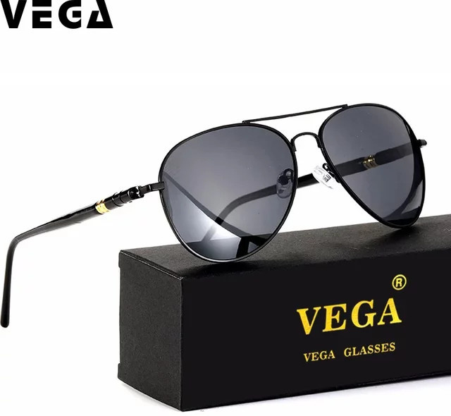 Vega Sonnenbrille Aviator, Vollrand, Metall, Schwarz, Unisex, polarisiert - Bild 1