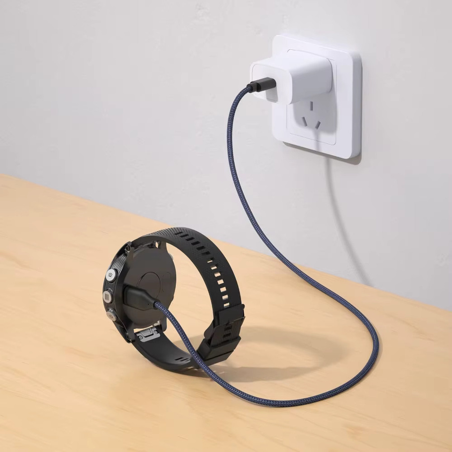 Geflochtenes USB-C Ladekabel für Garmin-Uhren in Blau, Länge: 100 cm - Bild 4