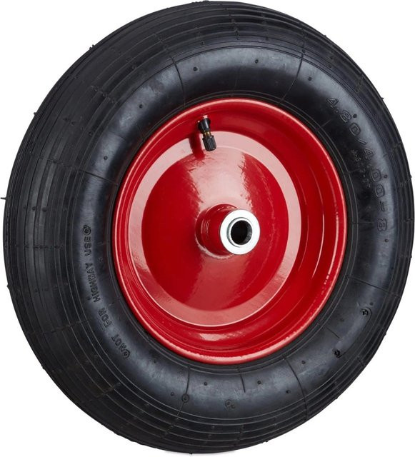 Relaxdays Schubkarrenrad aus Gummi in Schwarz, luftbereift und kugelgelagert, Durchmesser: 39 cm, Breite: 9 cm - Bild 1
