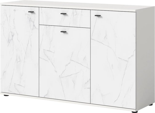 Inn.Furn Sideboard in Weiß Marmor mit Soft-Close-Schubladen, Breite: 139 cm - Bild 1
