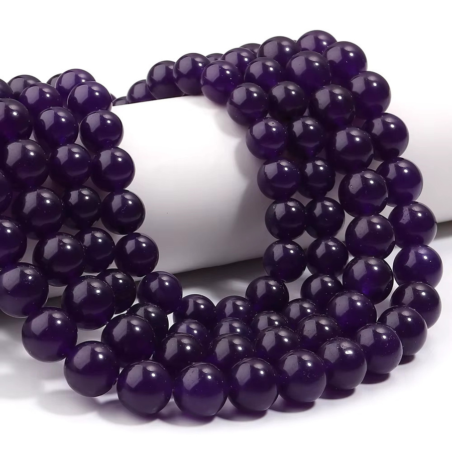 louleur Chalcedon-Steinperlen, rund, violett, Unisex - Bild 5