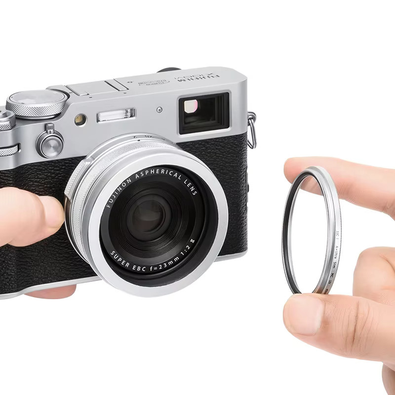 JJC LH-X100 Quadratische Gegenlichtblende in Silber für FUJIFILM Fuji X100VI X100V X100F inklusive Kappe und Adapterring - Bild 2