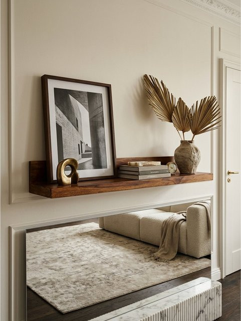 Wandregal MUMBAI von KADIMA DESIGN aus Massivholz im Landhausstil, Farbe Braun, B/T/H: 110 x 24 x 17 cm - Bild 1