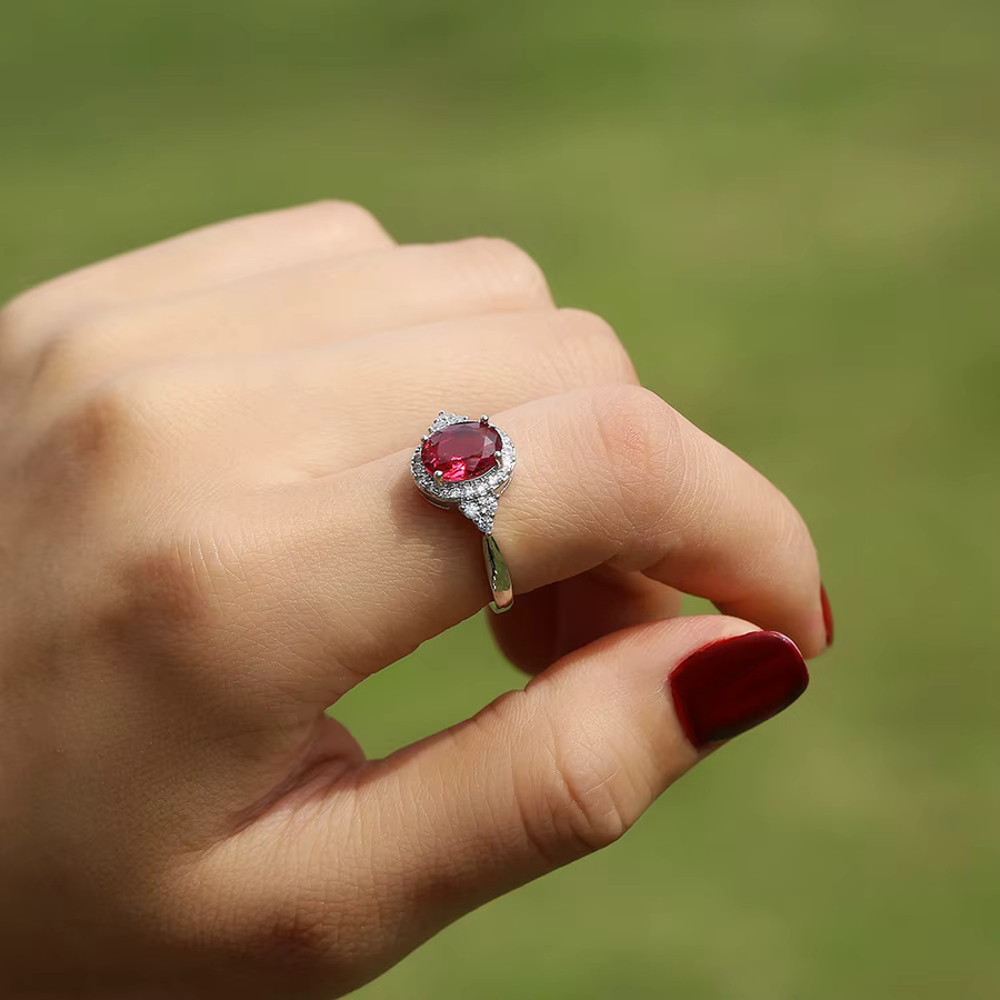 Huitan Ring, Zirkonia, rot, Silber, Damen - Bild 3