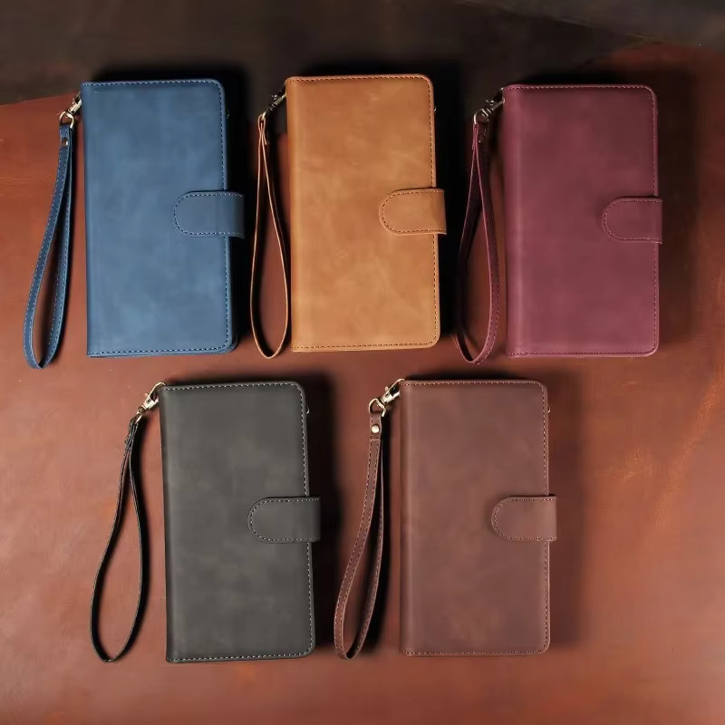 Retro Leder Brieftasche und Handyhülle mit Reißverschluss für Samsung Galaxy S26 Ultra S25 S24 Ultra S23 Plus S22 S21FE A17 A16 A36 A56 Kartenhülle in Blau - Bild 3