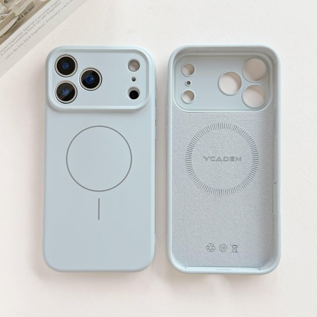 YULIN Magnetische Flüssigsilikon Handyhülle für iPhone 16 Pro Max, 14, 13 und iPhone 17 Air 17E, Weiß - Bild 1