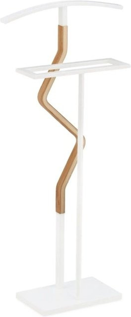 Relaxdays Herrendiener aus Stahl und Holz in Weiß, freistehend, H: 107 cm, B: 48 cm, T: 20 cm - Bild 1