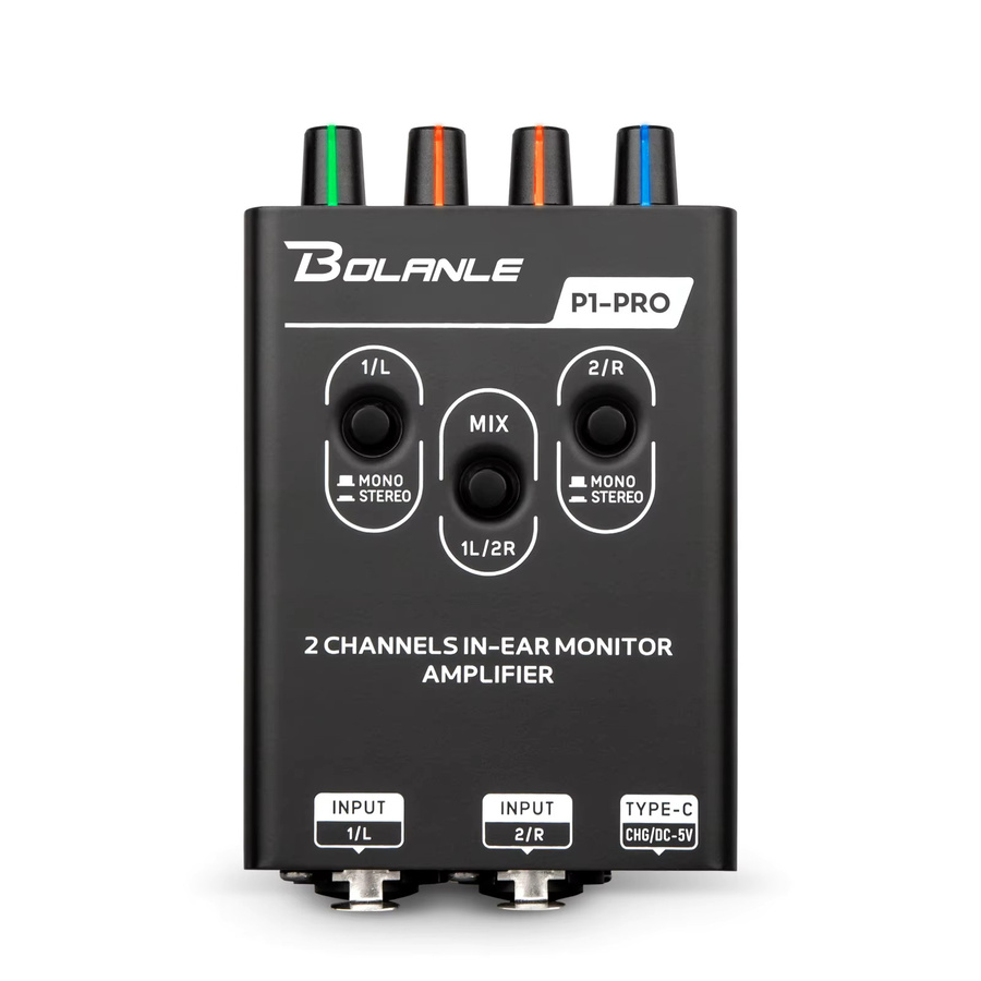 Bolanle P1 PRO Typ-C Dual-Kanal Stereo IEM Verstärker, In-Ear Personal Monitor Mixer Kopfhörerverstärker, Schwarz - Bild 7