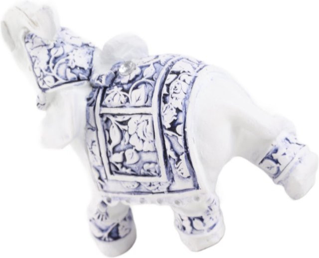 Dekorative Elefantenstatue in Blau und Weiß aus Harz als Sammlerstück und Ornament für deine Heimdeko - Bild 1