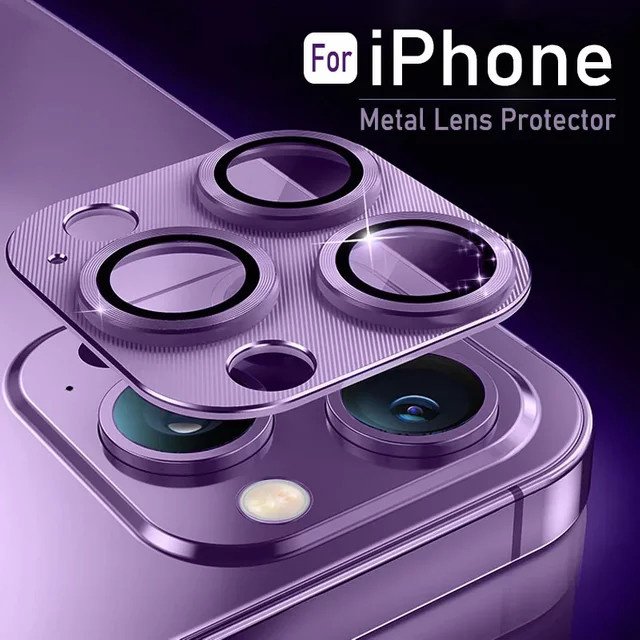 Kamera-Schutzhülle aus Metall und Glas für iPhone 14 15 16 Pro Max 13 12 11 in Grau - Bild 1